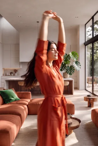 Resident stretching in a bright KORE home